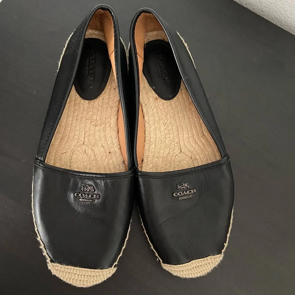 Coach Womens Rhodelle Soft Lambskin Leather Espadrille Flat Loafer Slip On